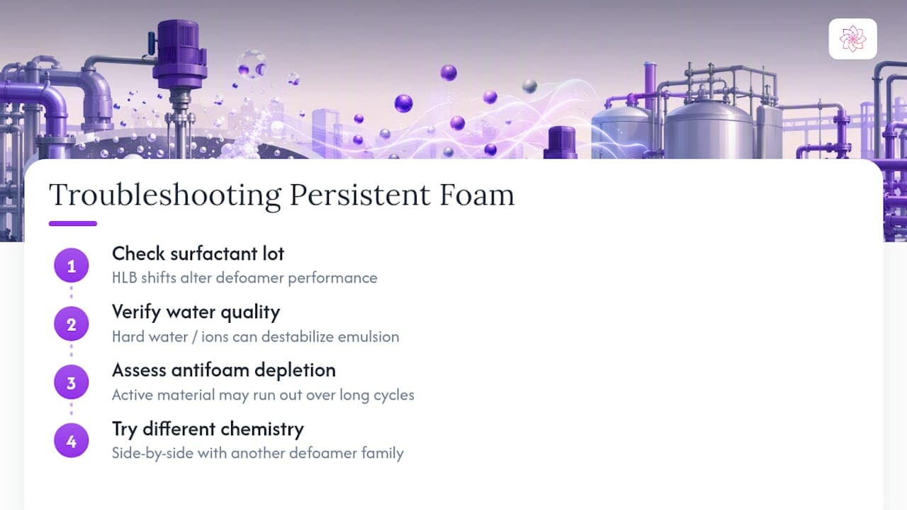 Persistent foam troubleshooting decision path